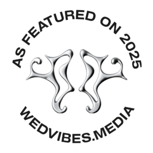 WedVibes Media 2024 featured badge, signifying excellence in wedding planning and luxury events.
